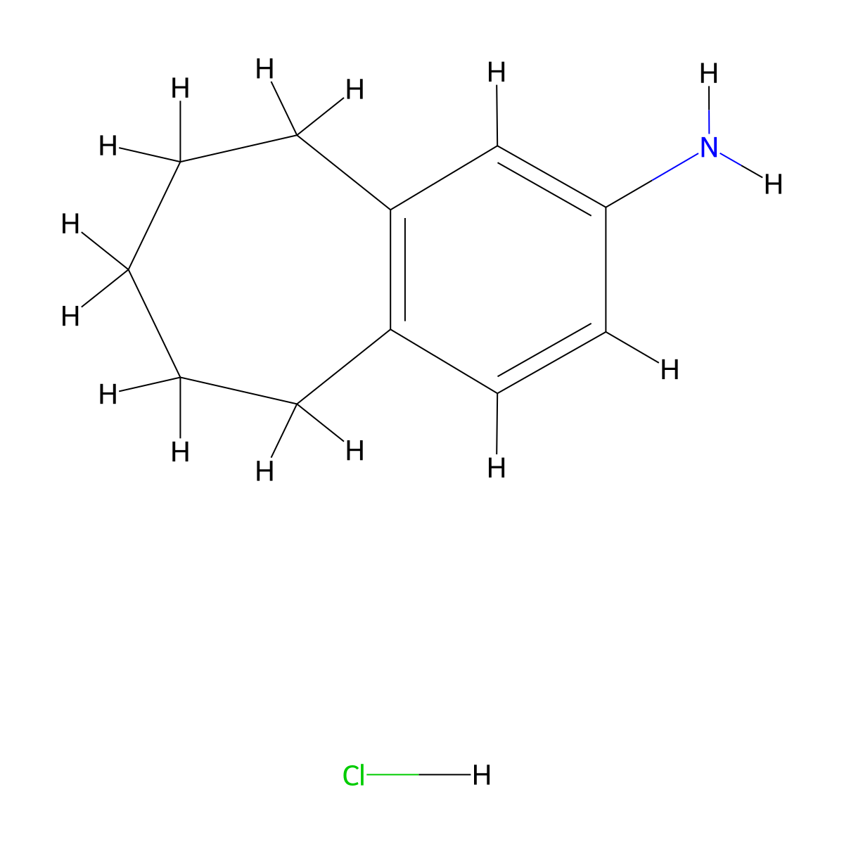 6,7,8,9-tetrahydro-5H-benzo(7)annulen-2-amine hydrochloride molecular structure, CAS 51490-17-6