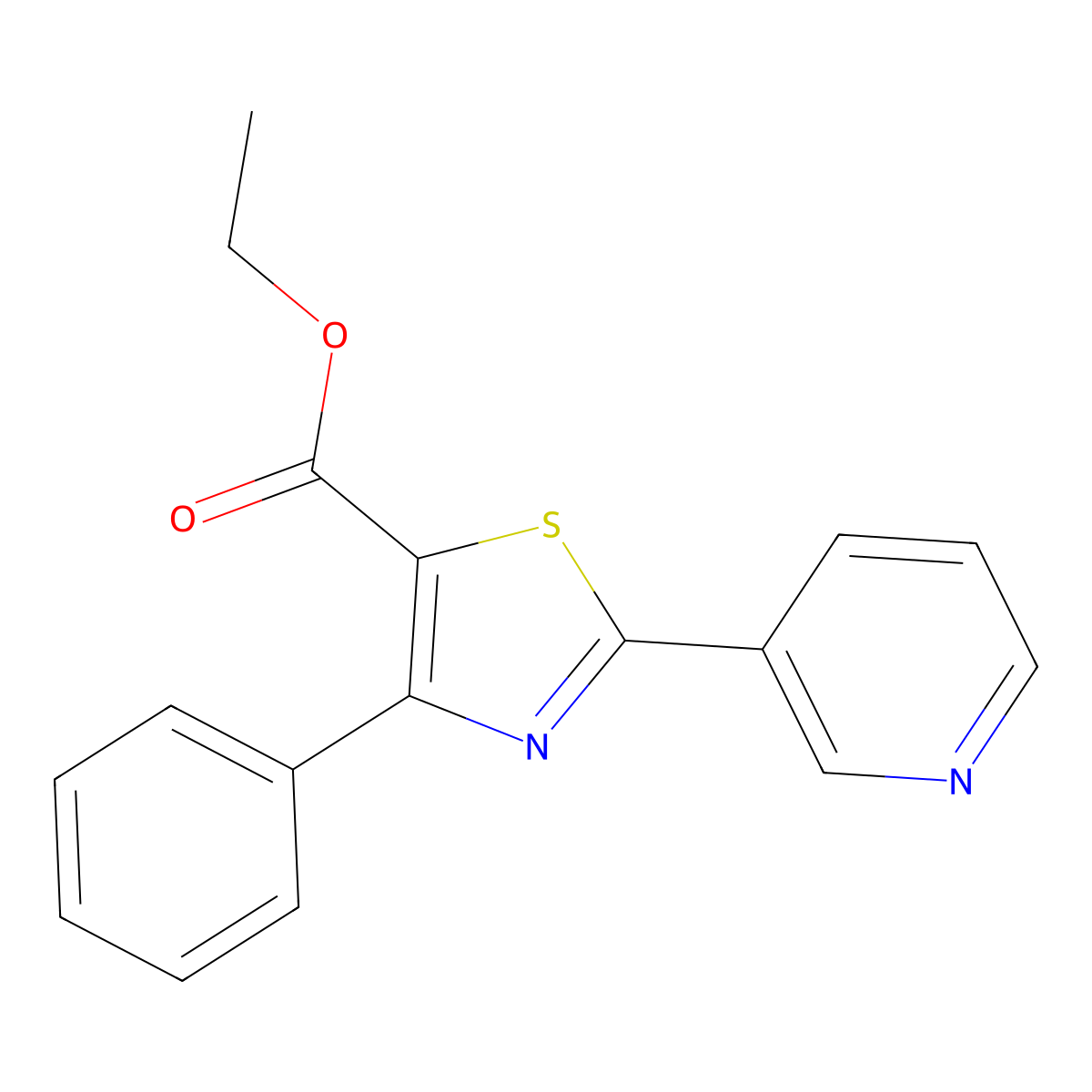 Ethyl 4-phenyl-2-(pyridin-3-yl)thiazole-5-carboxylate molecular structure, CAS 51492-88-7