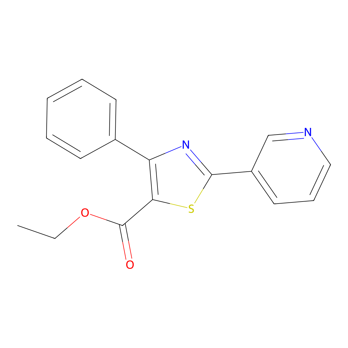 Ethyl 4-phenyl-2-(pyridin-3-yl)thiazole-5-carboxylate molecular structure, CAS 51492-88-7