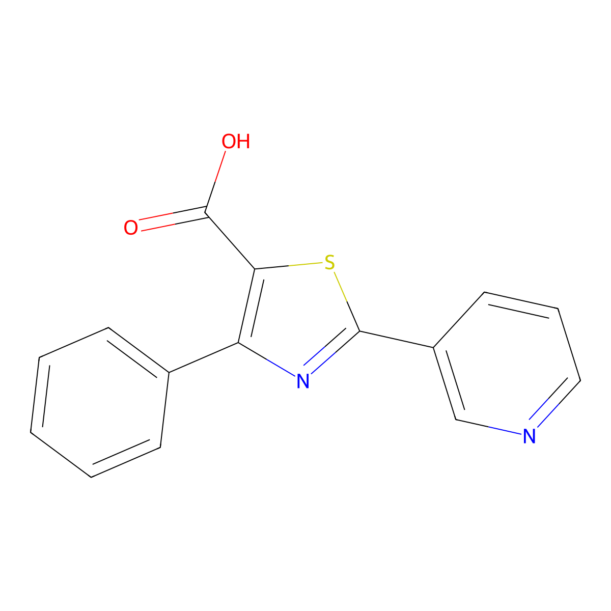 4-Phenyl-2-(3-pyridyl)thiazole-5-carboxylic acid molecular structure, CAS 51492-89-8