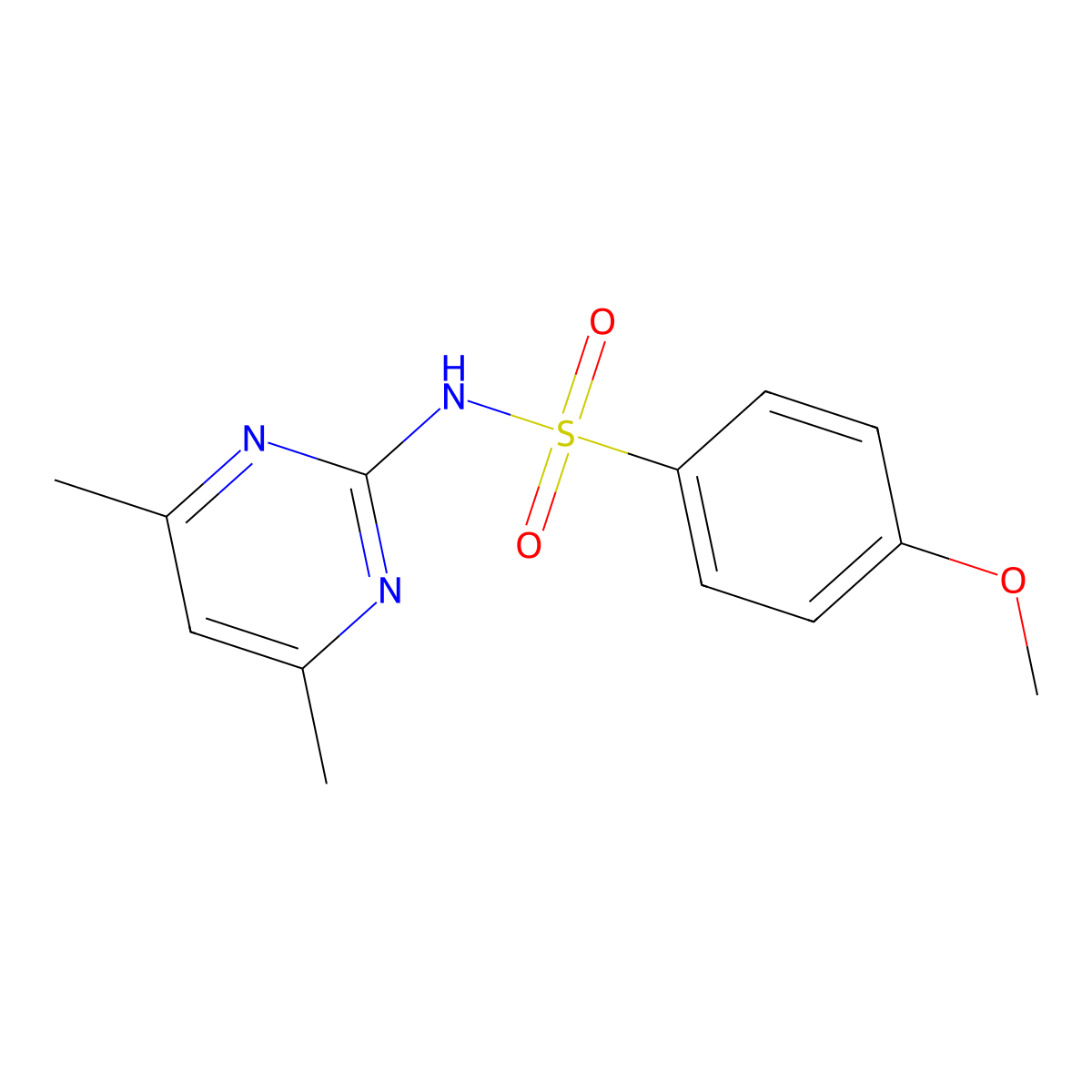 N-(4,6-dimethylpyrimidin-2-yl)-4-methoxybenzenesulfonamide molecular structure, CAS 515-55-9