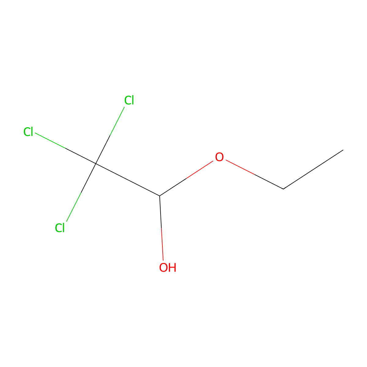 Chloral alcoholate molecular structure, CAS 515-83-3