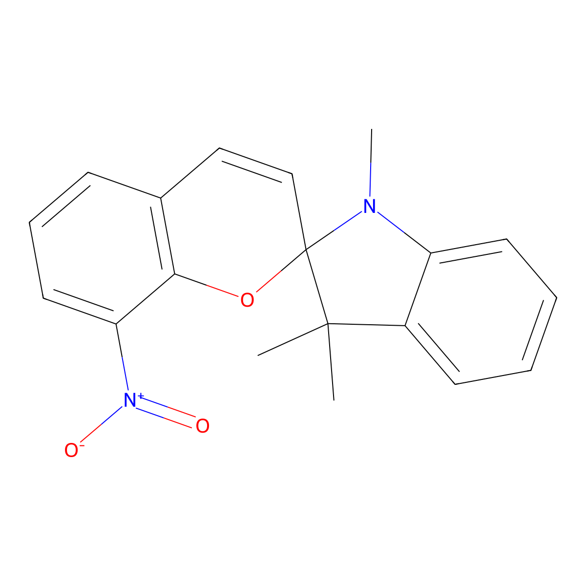 Spiro[2H-1-benzopyran-2,2'-[2H]indole], 1',3'-dihydro-1',3',3'-trimethyl-8-nitro- molecular structure, CAS 5150-50-5