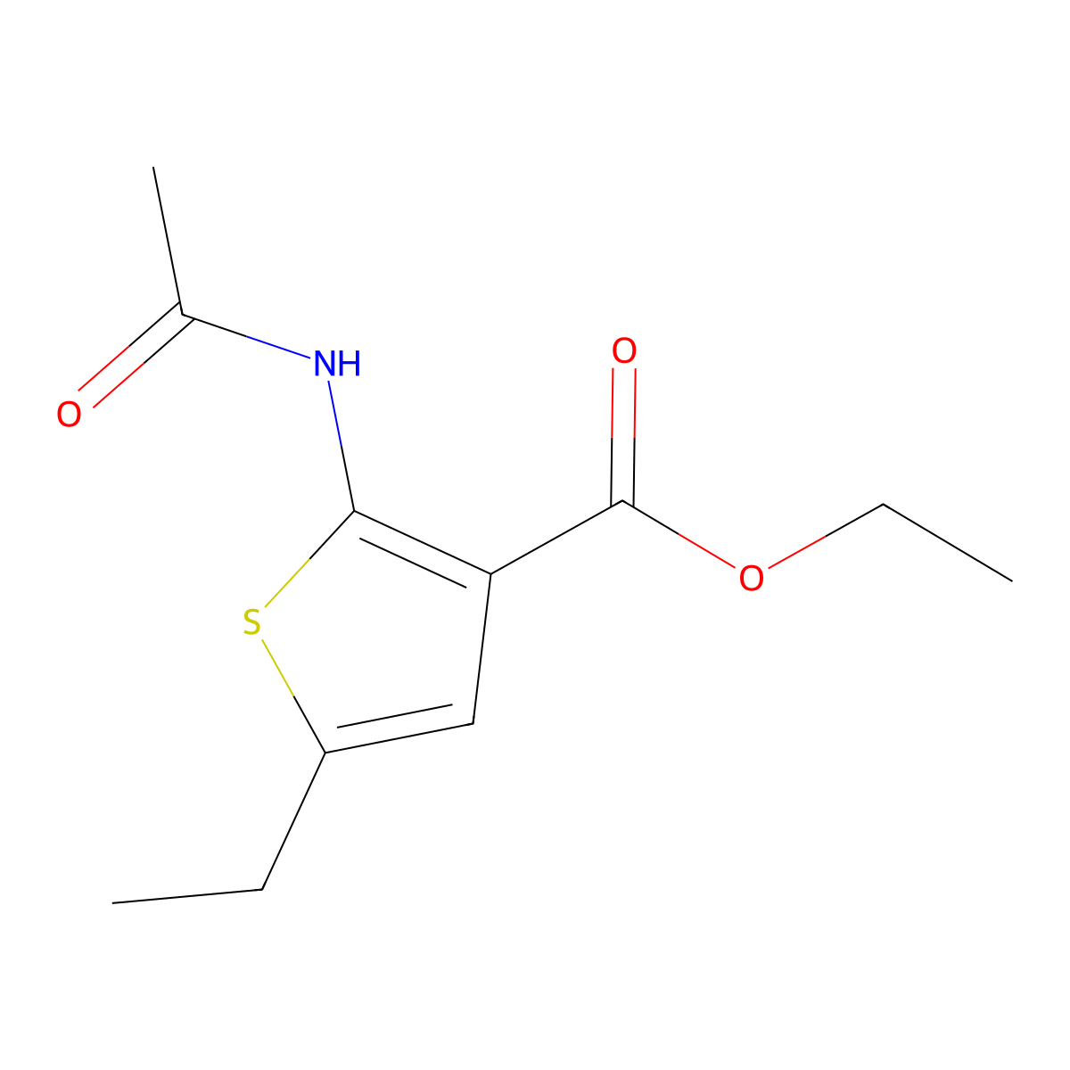 Ethyl 2-(acetylamino)-5-ethylthiophene-3-carboxylate molecular structure, CAS 5150-59-4