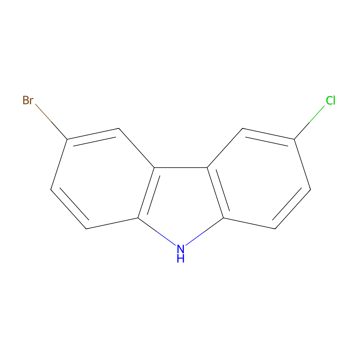 3-Bromo-6-chloro-9H-carbazole molecular structure, CAS 51501-58-7