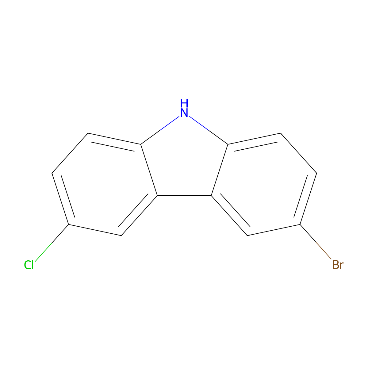 3-Bromo-6-chloro-9H-carbazole molecular structure, CAS 51501-58-7
