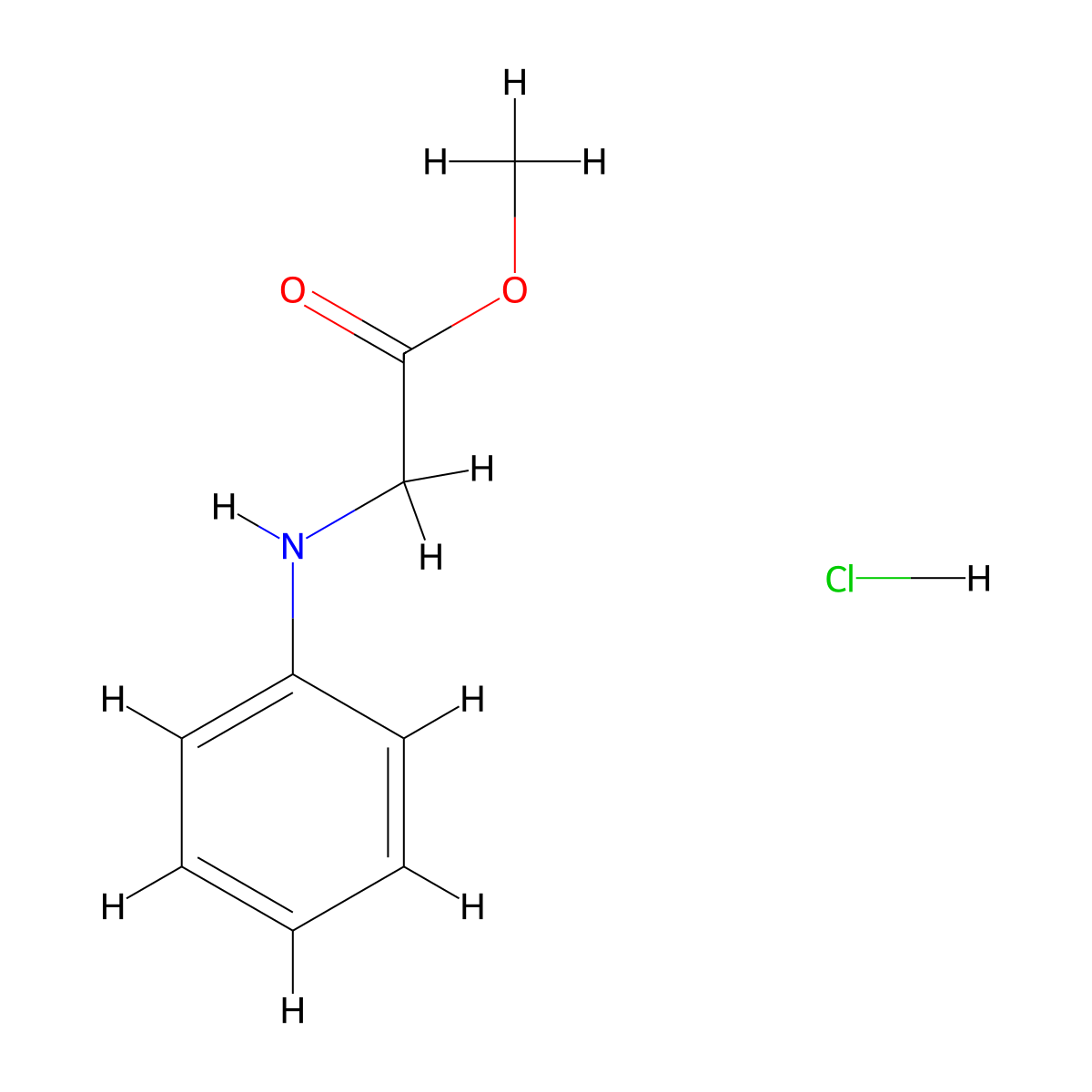 Methyl 2-(phenylamino)acetate hydrochloride molecular structure, CAS 515028-39-4