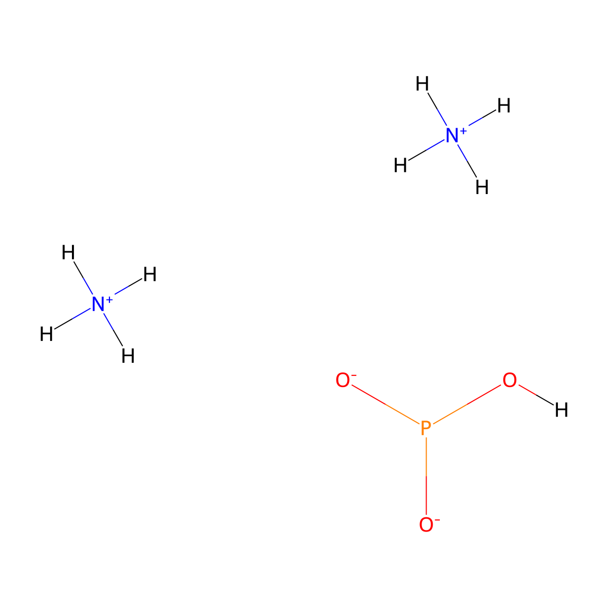 Ammonium hydrogenphosphite molecular structure, CAS 51503-61-8