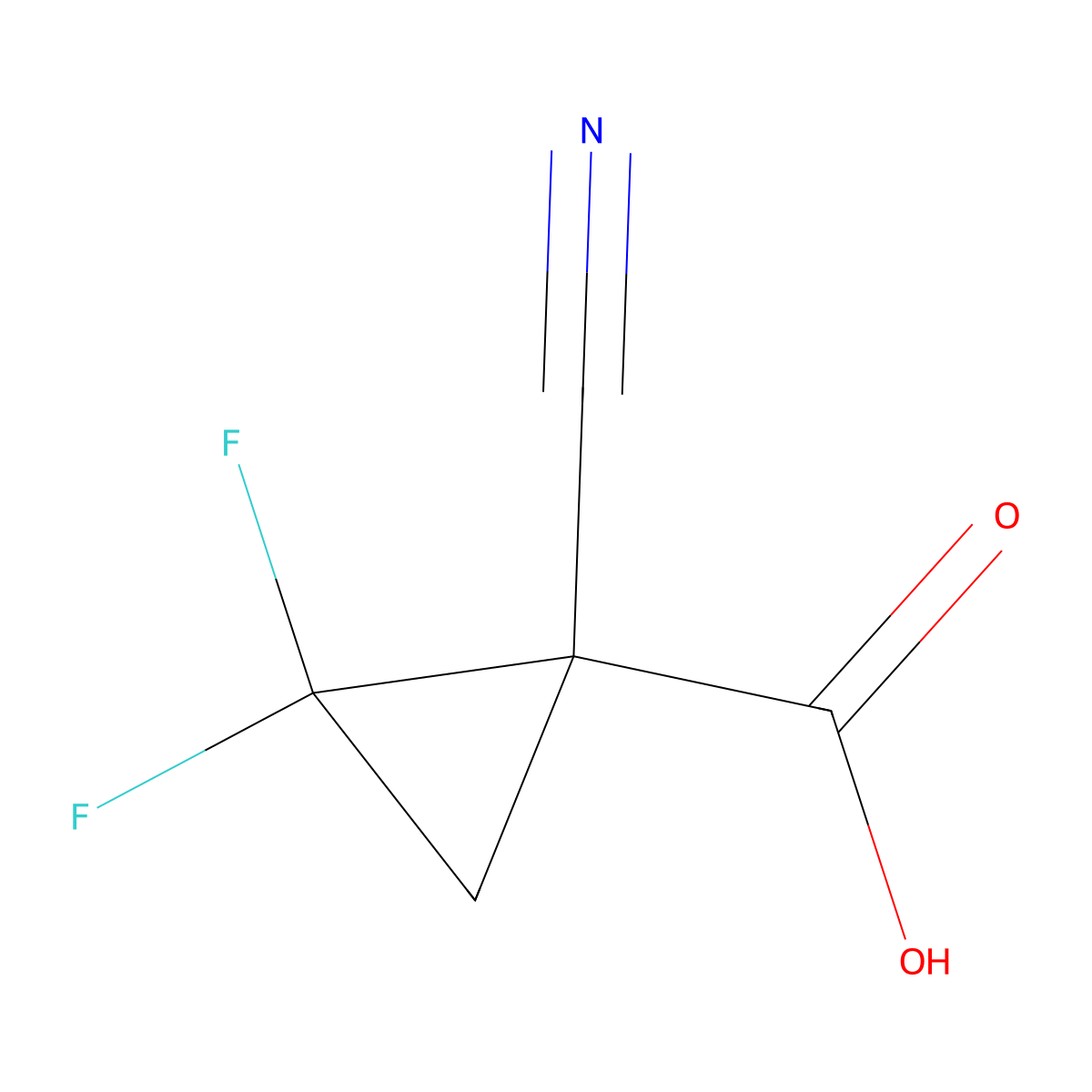 1-Cyano-2,2-difluoro-cyclopropanecarboxylic acid molecular structure, CAS 51504-06-4