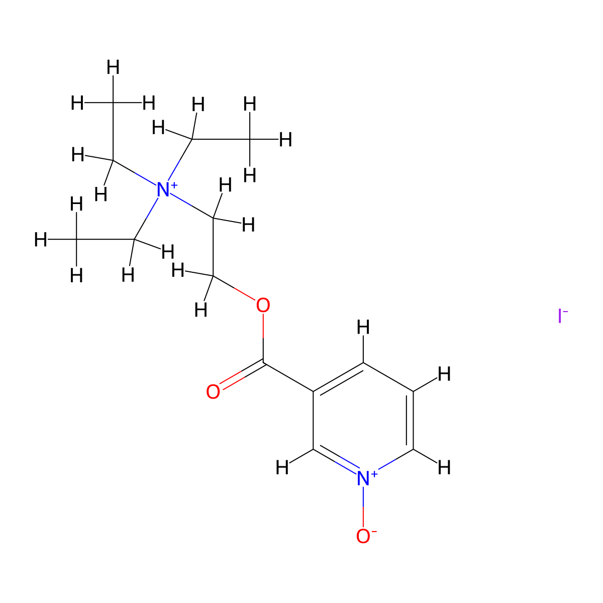 Ethanaminium, 2-((3-pyridinylcarbonyl)oxy)-N,N,N-triethyl-, iodide, N-oxide molecular structure, CAS 51505-45-4