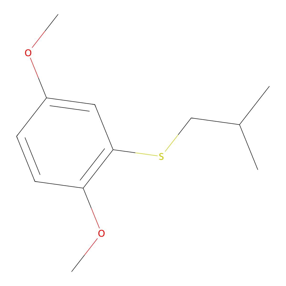 Benzene, 1,4-dimethoxy-2-[(2-methylpropyl)thio]- molecular structure, CAS 51506-44-6