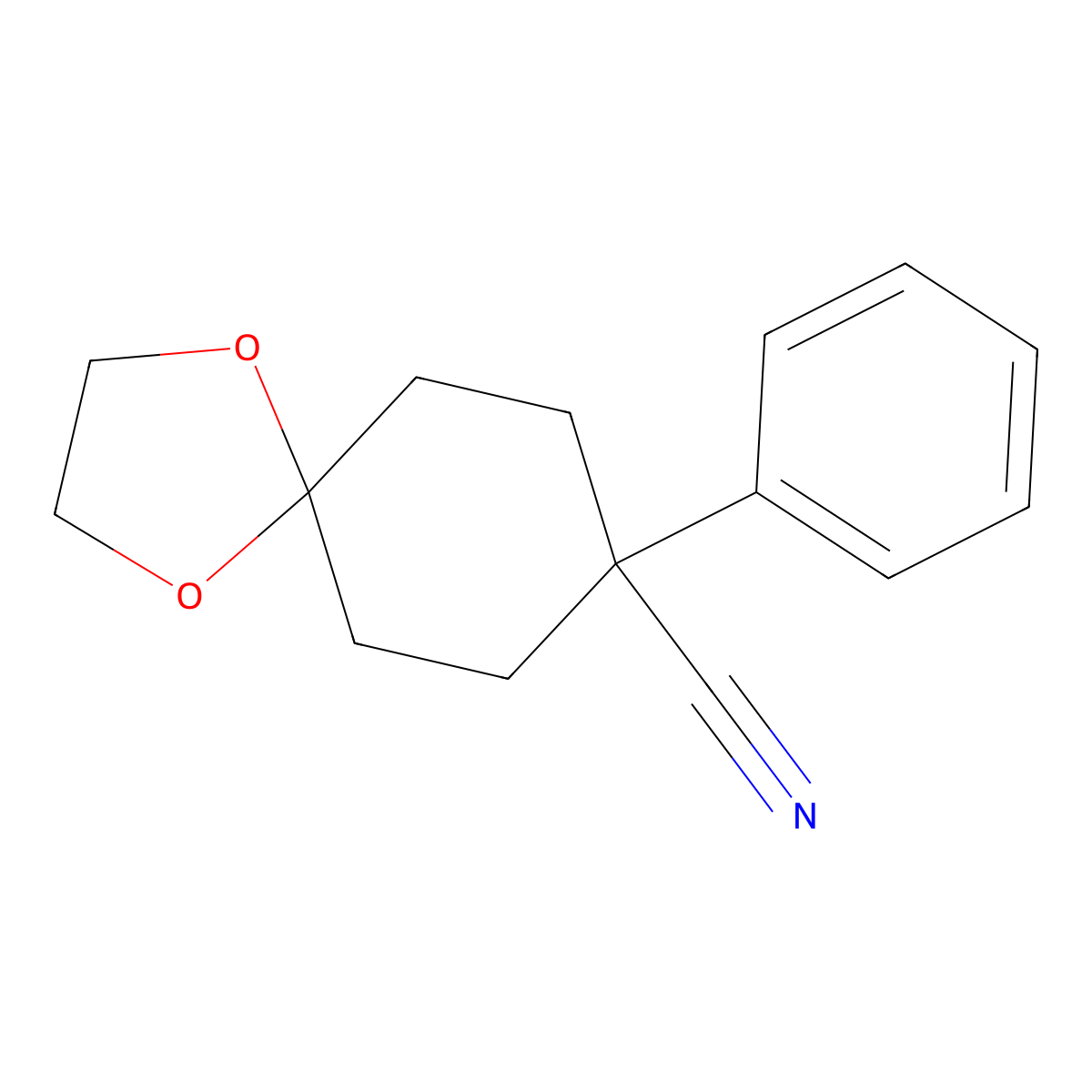 8-Phenyl-1,4-dioxaspiro[4.5]decane-8-carbonitrile molecular structure, CAS 51509-98-9