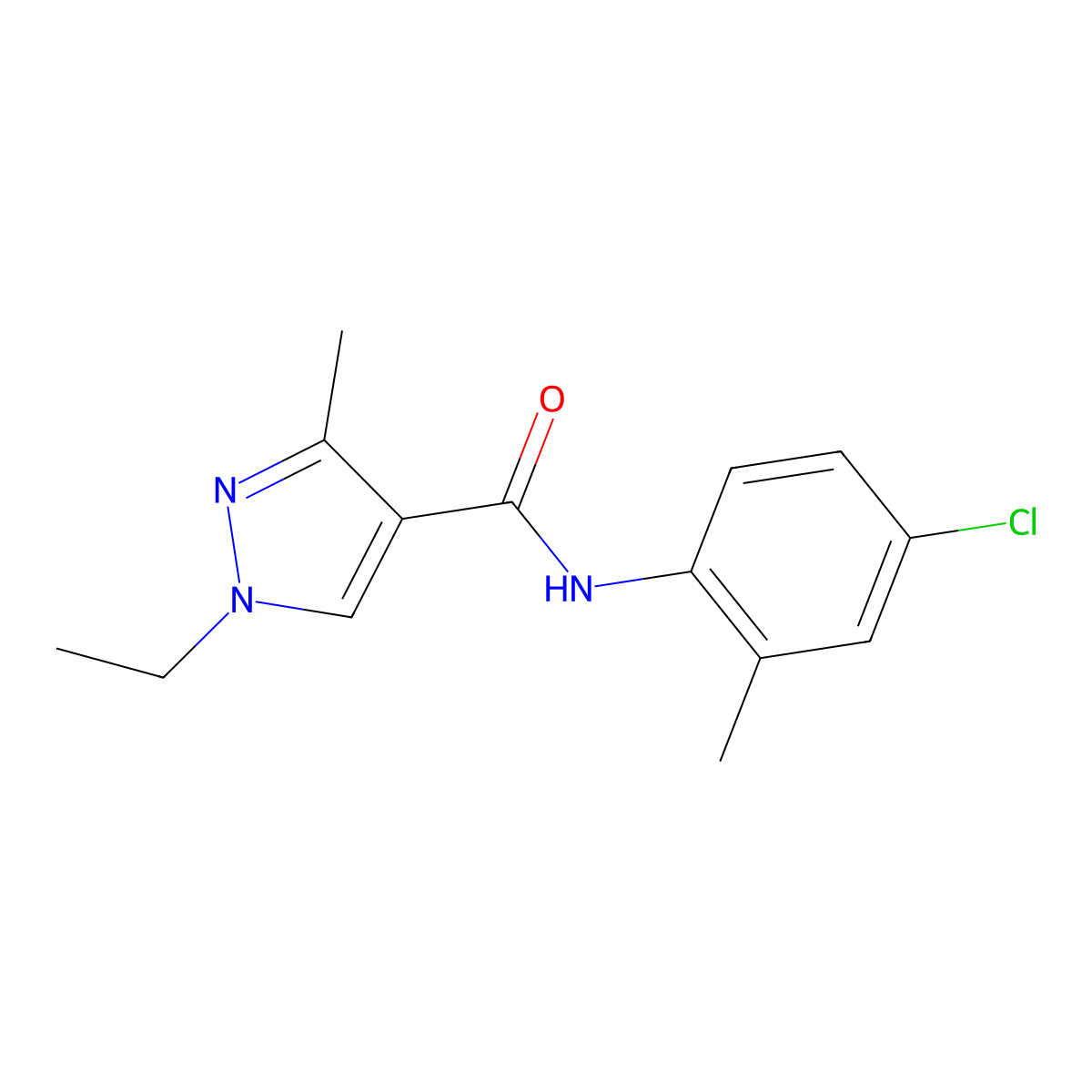 N-(4-chloro-2-methylphenyl)-1-ethyl-3-methylpyrazole-4-carboxamide molecular structure, CAS 515119-82-1