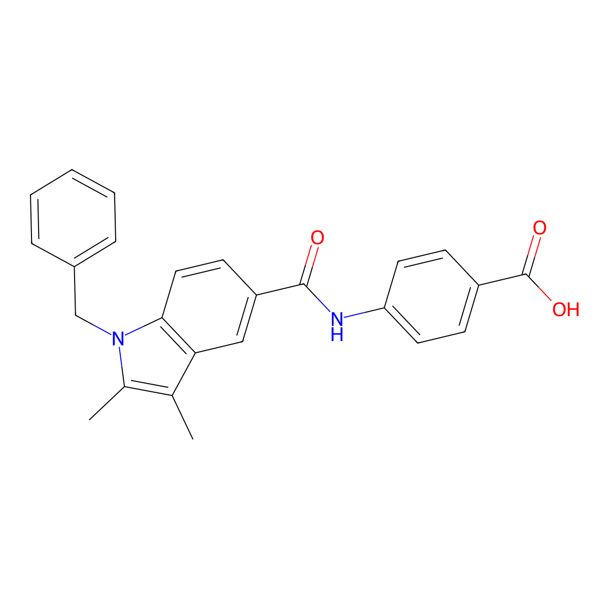 4-{[(1-benzyl-2,3-dimethyl-1H-indol-5-yl)carbonyl]amino}benzoic acid molecular structure, CAS 515119-86-5