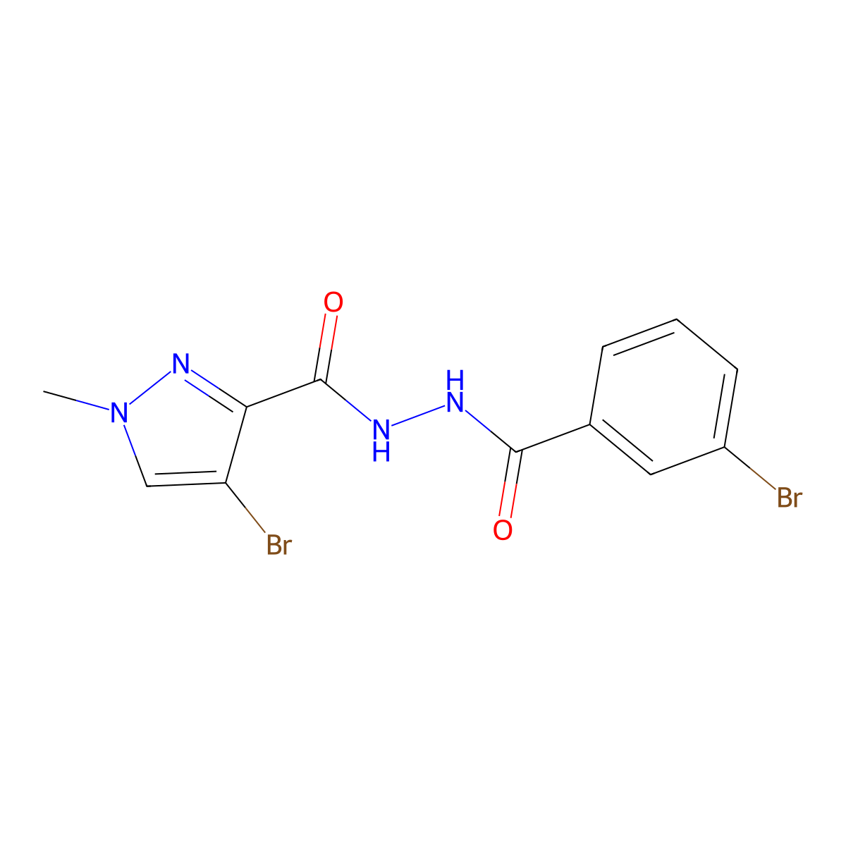 4-bromo-N'-(3-bromobenzoyl)-1-methyl-1H-pyrazole-3-carbohydrazide molecular structure, CAS 515120-01-1