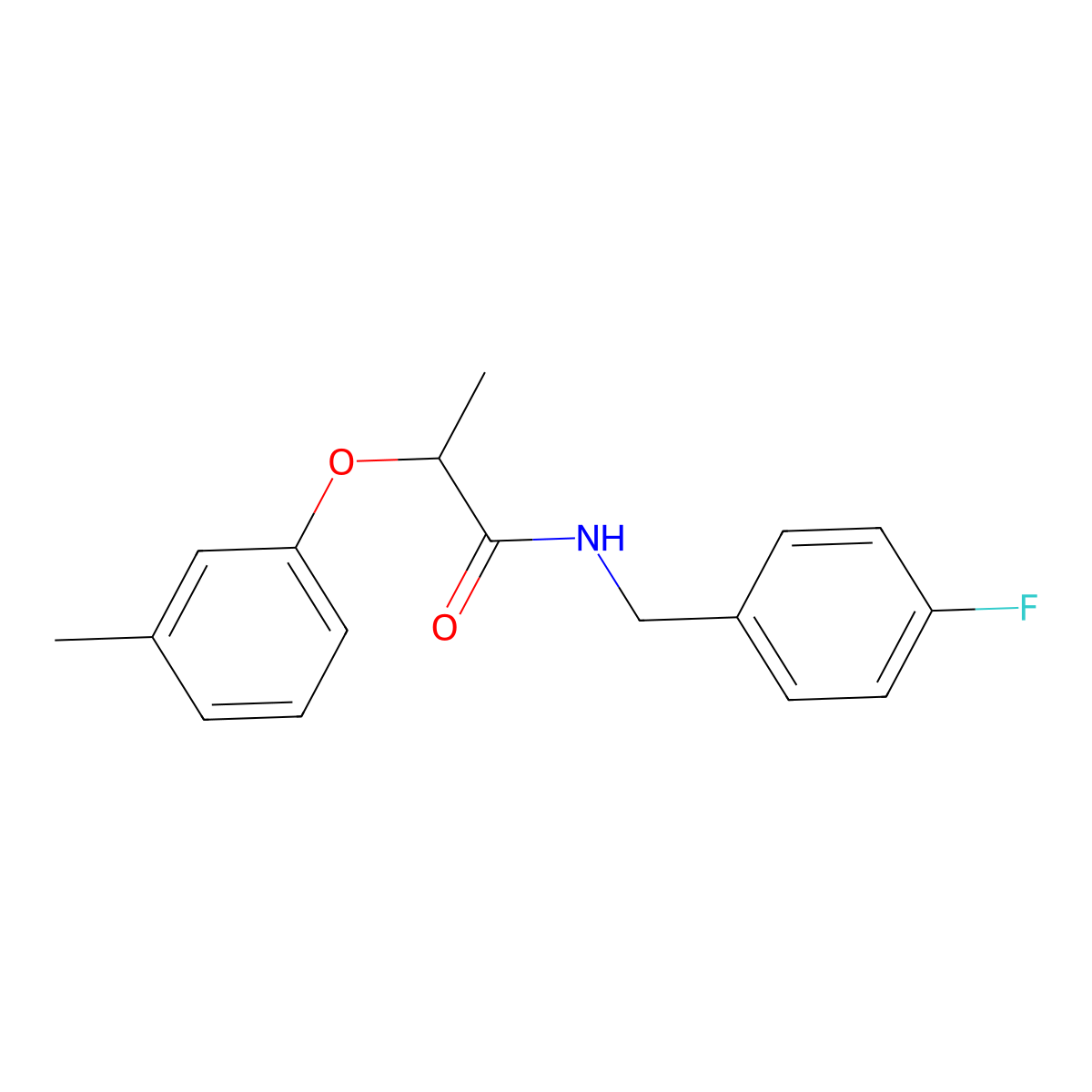 N-(4-fluorobenzyl)-2-(3-methylphenoxy)propanamide molecular structure, CAS 515120-03-3