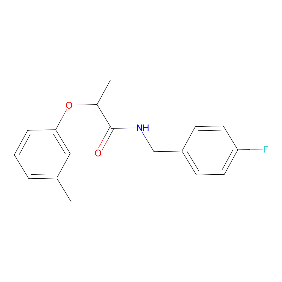 N-(4-fluorobenzyl)-2-(3-methylphenoxy)propanamide molecular structure, CAS 515120-03-3