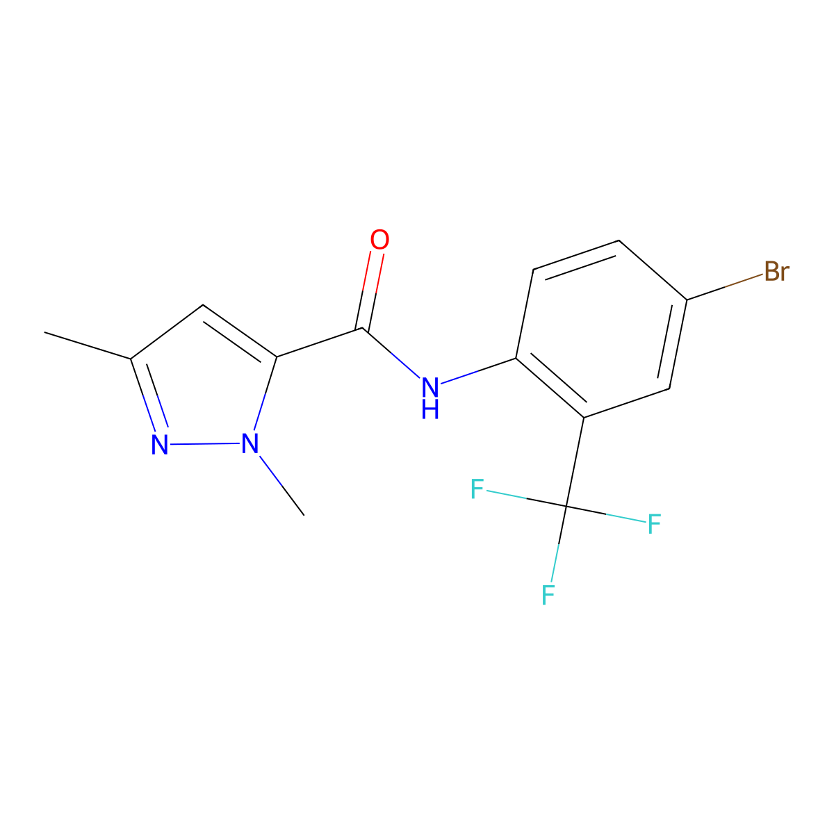 N-[4-bromo-2-(trifluoromethyl)phenyl]-2,5-dimethylpyrazole-3-carboxamide molecular structure, CAS 515120-10-2