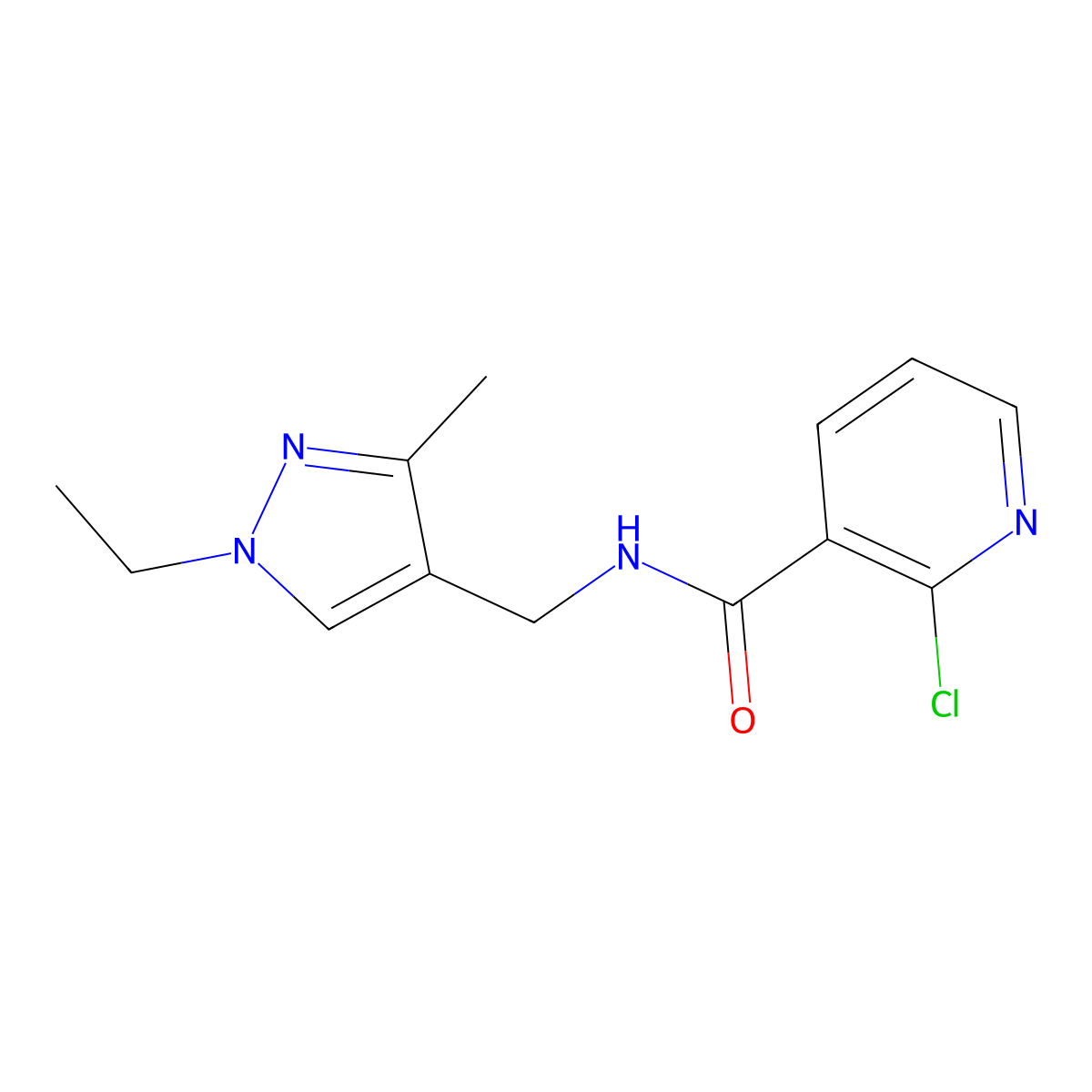 2-chloro-N-[(1-ethyl-3-methyl-1H-pyrazol-4-yl)methyl]nicotinamide molecular structure, CAS 515120-13-5