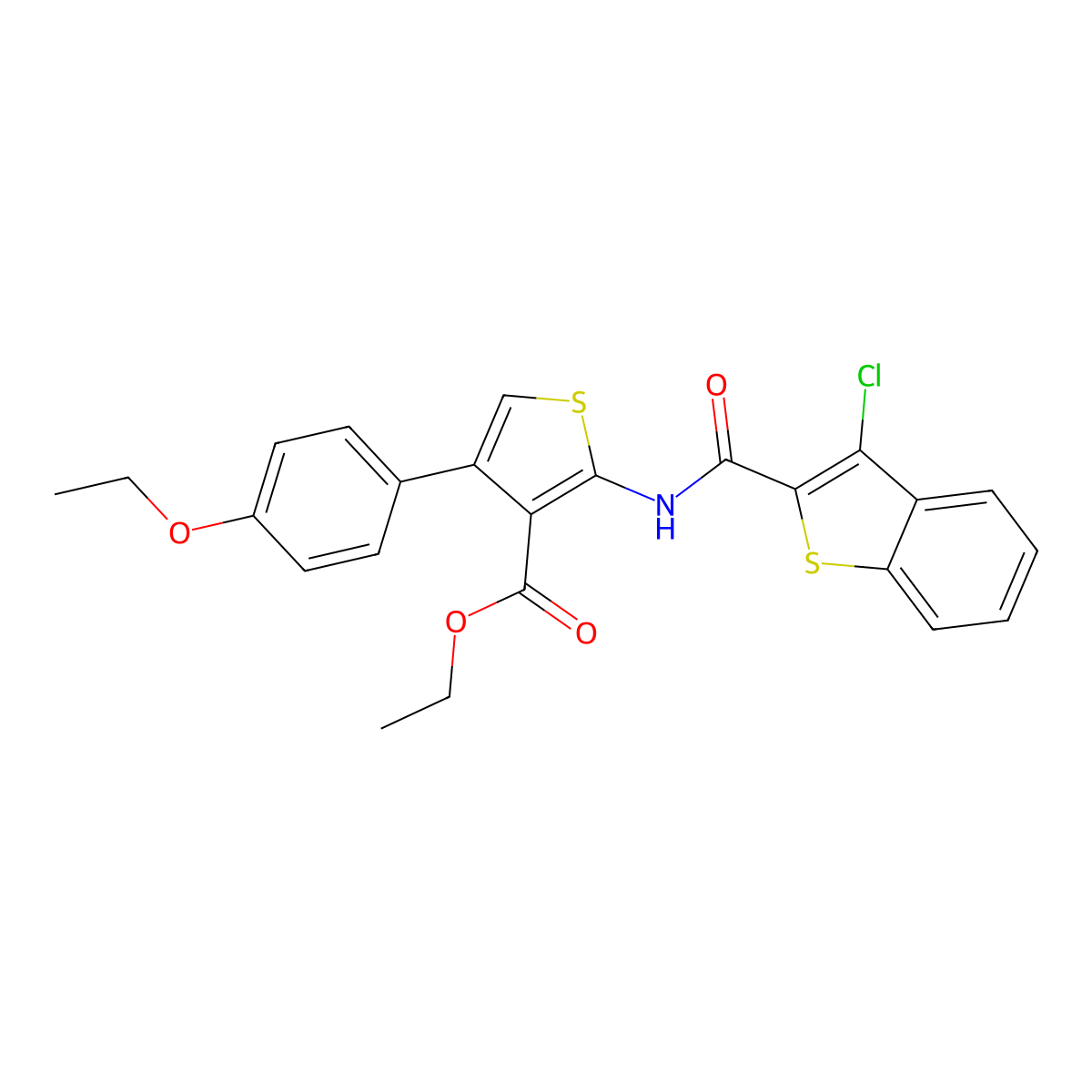 Ethyl 2-[(3-chloro-1-benzothiophene-2-carbonyl)amino]-4-(4-ethoxyphenyl)thiophene-3-carboxylate molecular structure, CAS 515120-14-6
