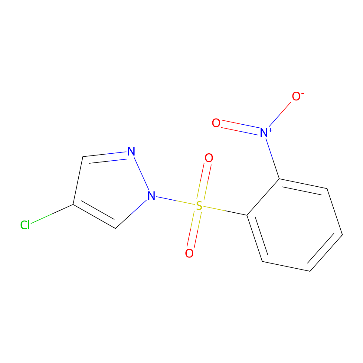4-Chloro-1-(2-nitrophenyl)sulfonylpyrazole molecular structure, CAS 515120-20-4