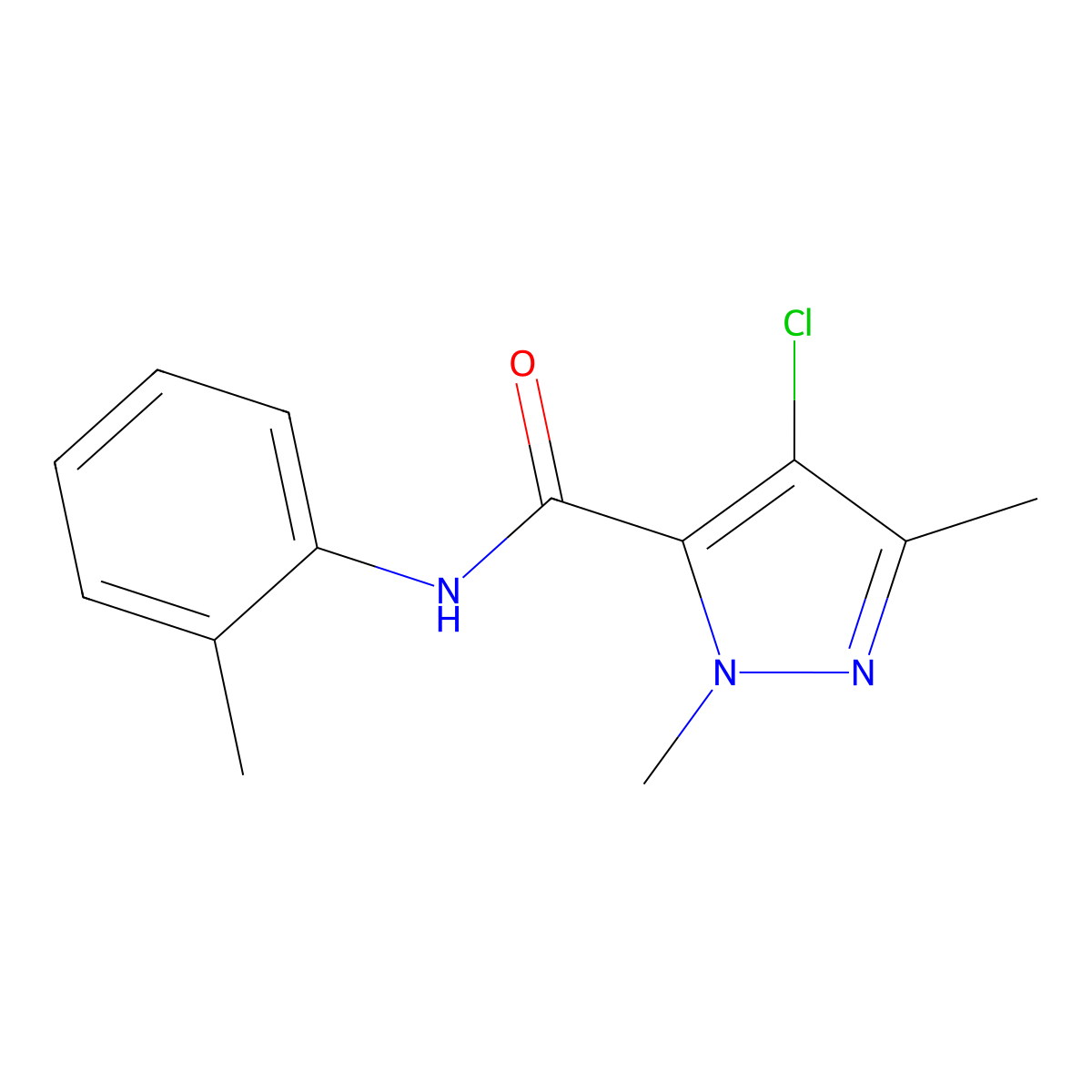 4-chloro-1,3-dimethyl-N-(2-methylphenyl)-1H-pyrazole-5-carboxamide molecular structure, CAS 515120-34-0