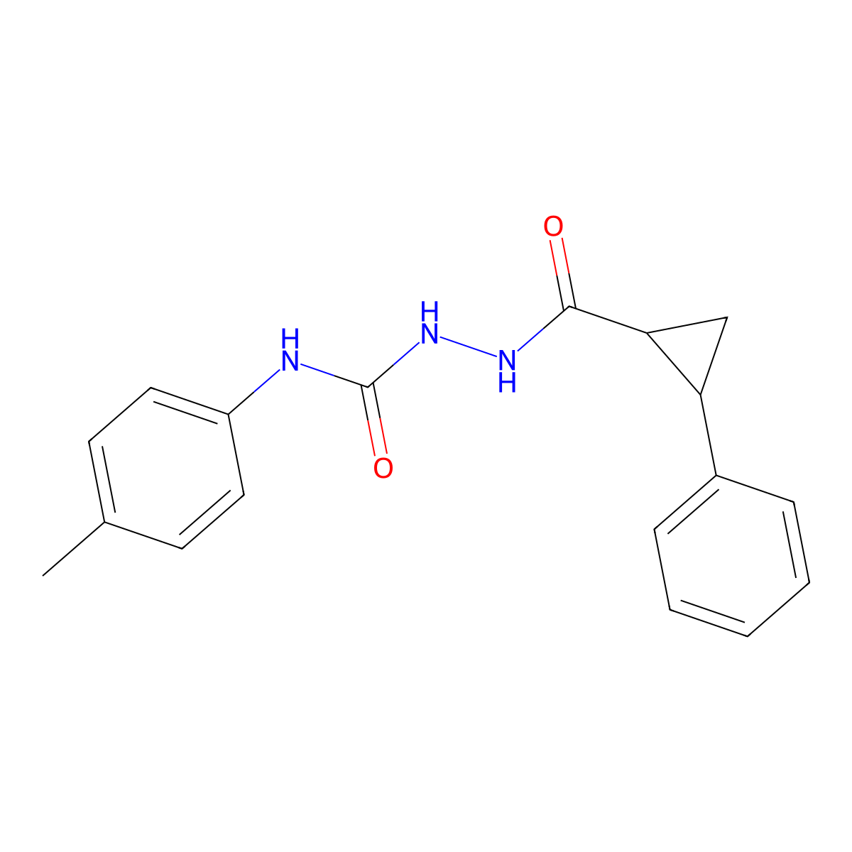 N-(4-methylphenyl)-2-[(2-phenylcyclopropyl)carbonyl]hydrazinecarboxamide molecular structure, CAS 515120-42-0