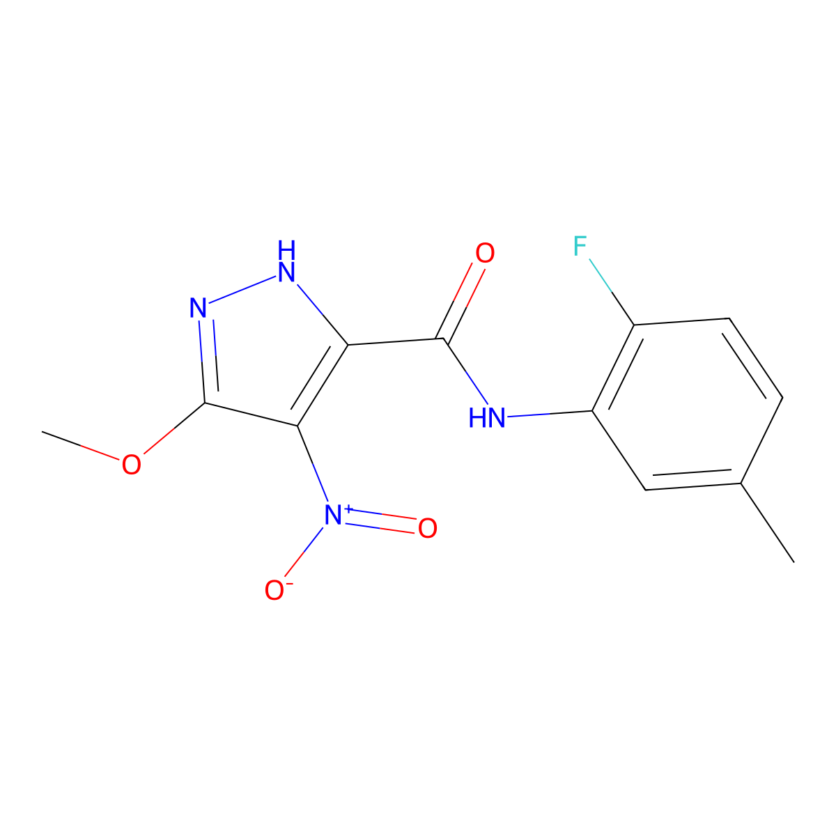 N-(2-fluoro-5-methylphenyl)-3-methoxy-4-nitro-1H-pyrazole-5-carboxamide molecular structure, CAS 515120-46-4