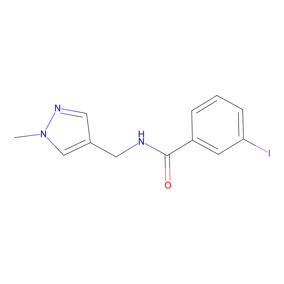 3-iodo-N-[(1-methyl-1H-pyrazol-4-yl)methyl]benzamide molecular structure, CAS 515120-60-2