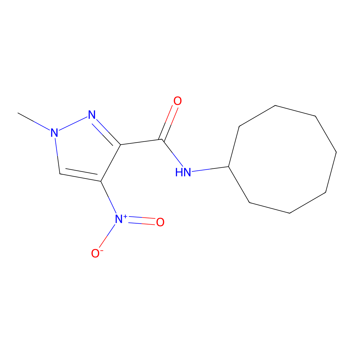 N-cyclooctyl-1-methyl-4-nitropyrazole-3-carboxamide molecular structure, CAS 515120-62-4