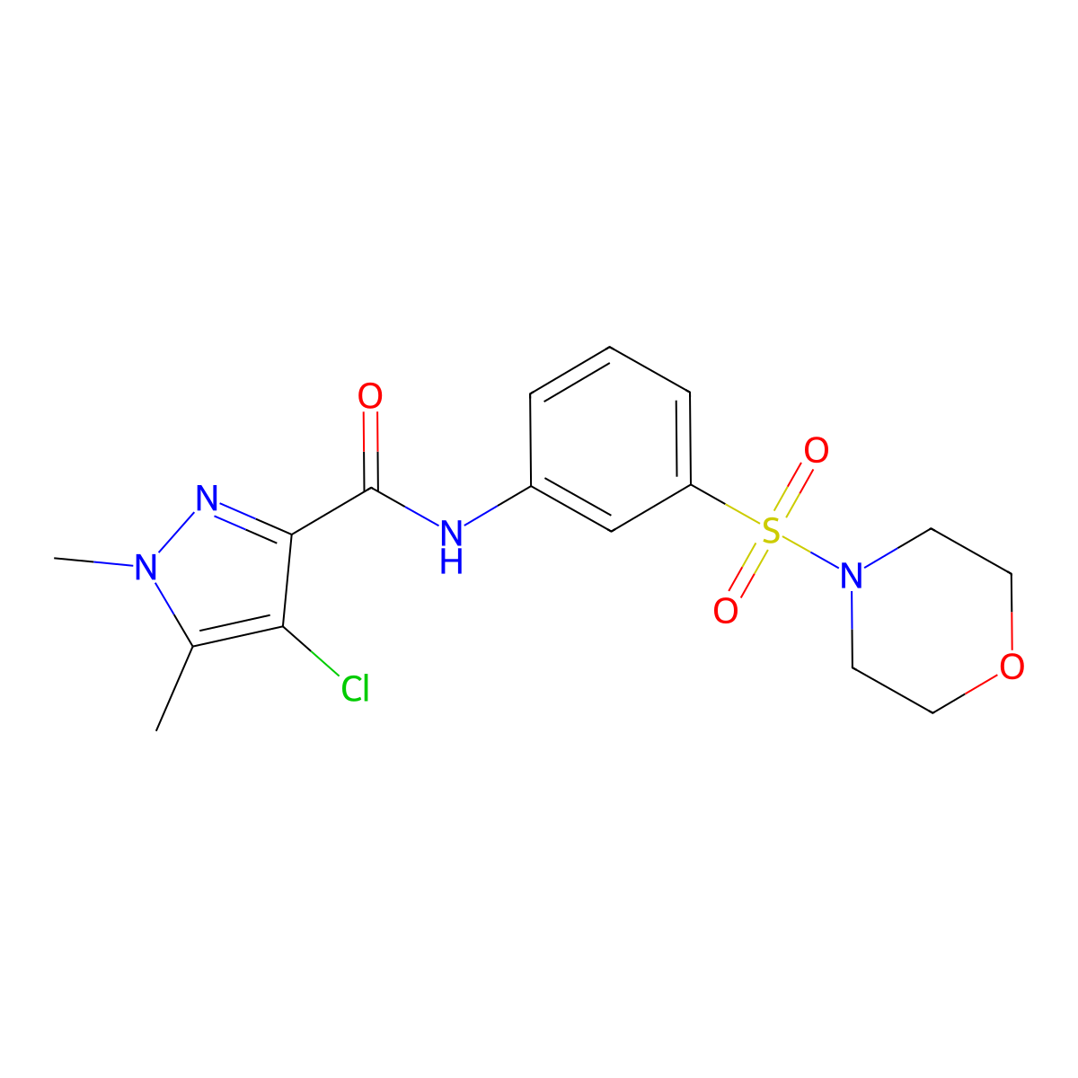4-chloro-1,5-dimethyl-N-(3-morpholin-4-ylsulfonylphenyl)pyrazole-3-carboxamide molecular structure, CAS 515120-77-1