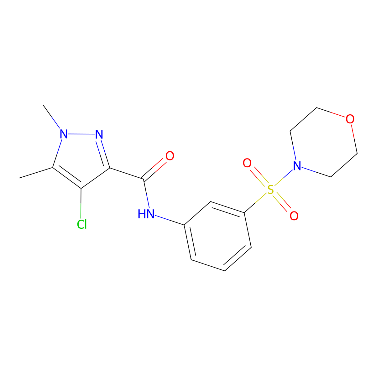 4-chloro-1,5-dimethyl-N-(3-morpholin-4-ylsulfonylphenyl)pyrazole-3-carboxamide molecular structure, CAS 515120-77-1
