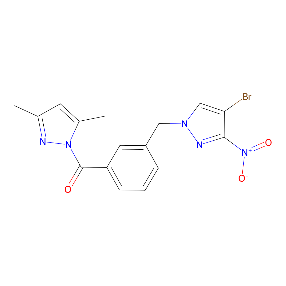 [3-[(4-Bromo-3-nitropyrazol-1-yl)methyl]phenyl]-(3,5-dimethylpyrazol-1-yl)methanone molecular structure, CAS 515120-78-2