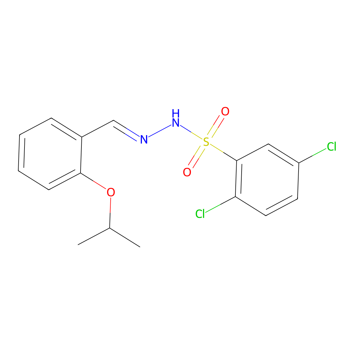 2,5-dichloro-N-[(Z)-(2-propan-2-yloxyphenyl)methylideneamino]benzenesulfonamide molecular structure, CAS 515120-80-6