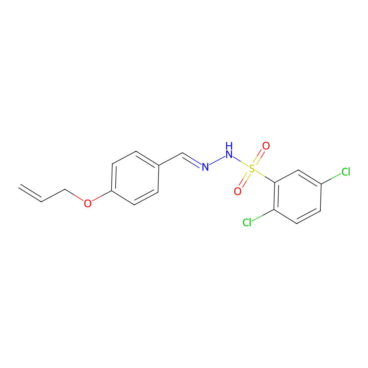 2,5-dichloro-N-[(Z)-(4-prop-2-enoxyphenyl)methylideneamino]benzenesulfonamide molecular structure, CAS 515120-96-4