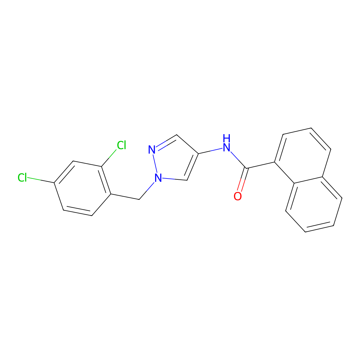 N-[1-[(2,4-dichlorophenyl)methyl]pyrazol-4-yl]naphthalene-1-carboxamide molecular structure, CAS 515121-04-7