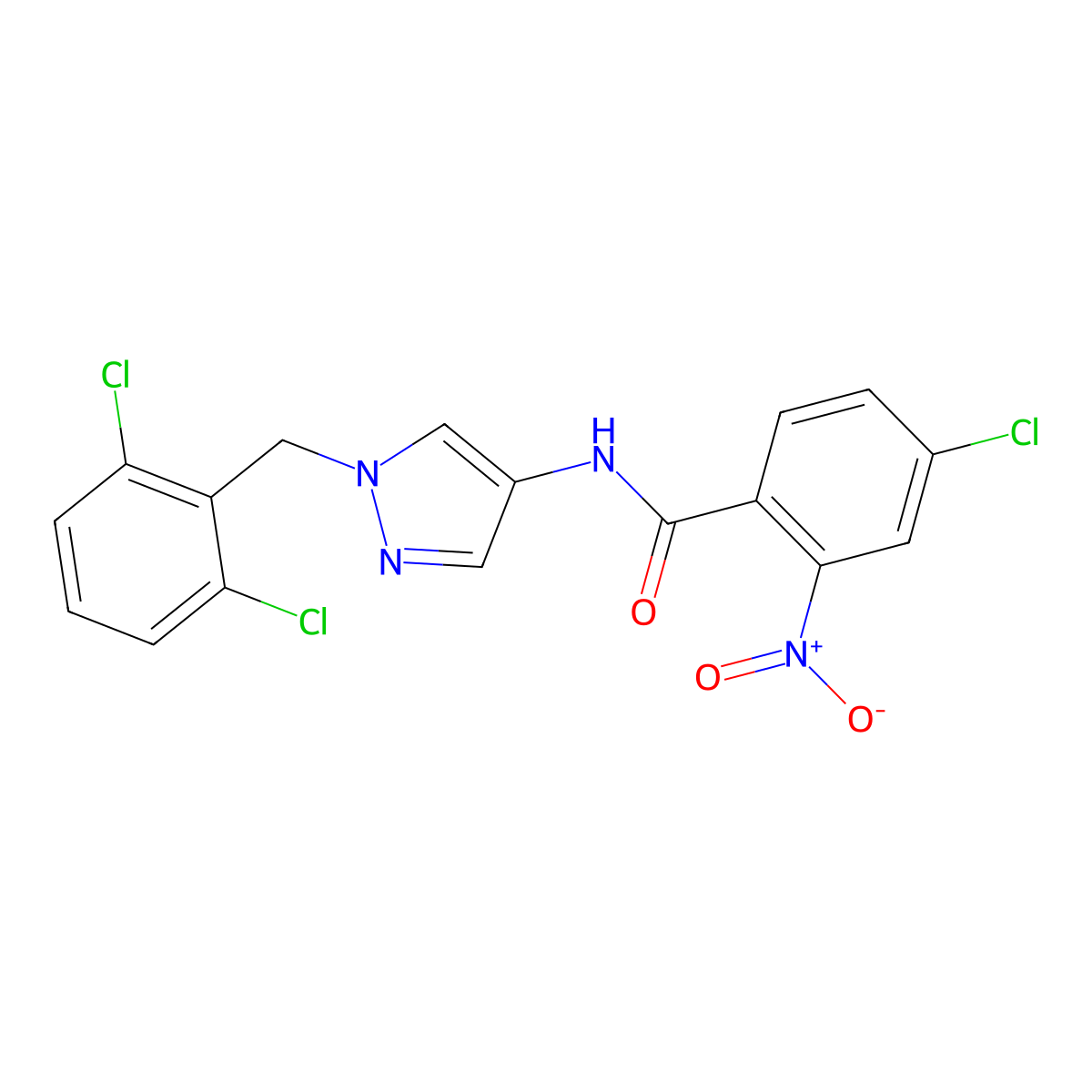 4-chloro-N-[1-(2,6-dichlorobenzyl)-1H-pyrazol-4-yl]-2-nitrobenzamide molecular structure, CAS 515121-06-9