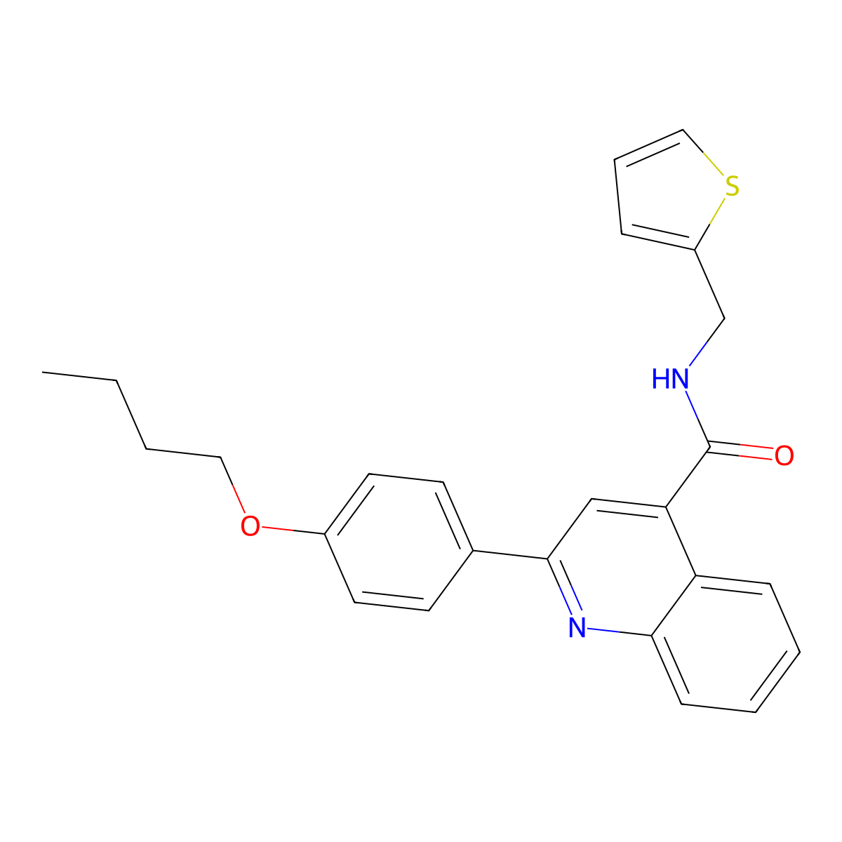 2-(4-butoxyphenyl)-N-(2-thienylmethyl)-4-quinolinecarboxamide molecular structure, CAS 515121-11-6