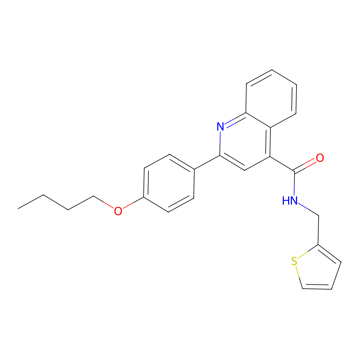 2-(4-butoxyphenyl)-N-(2-thienylmethyl)-4-quinolinecarboxamide molecular structure, CAS 515121-11-6