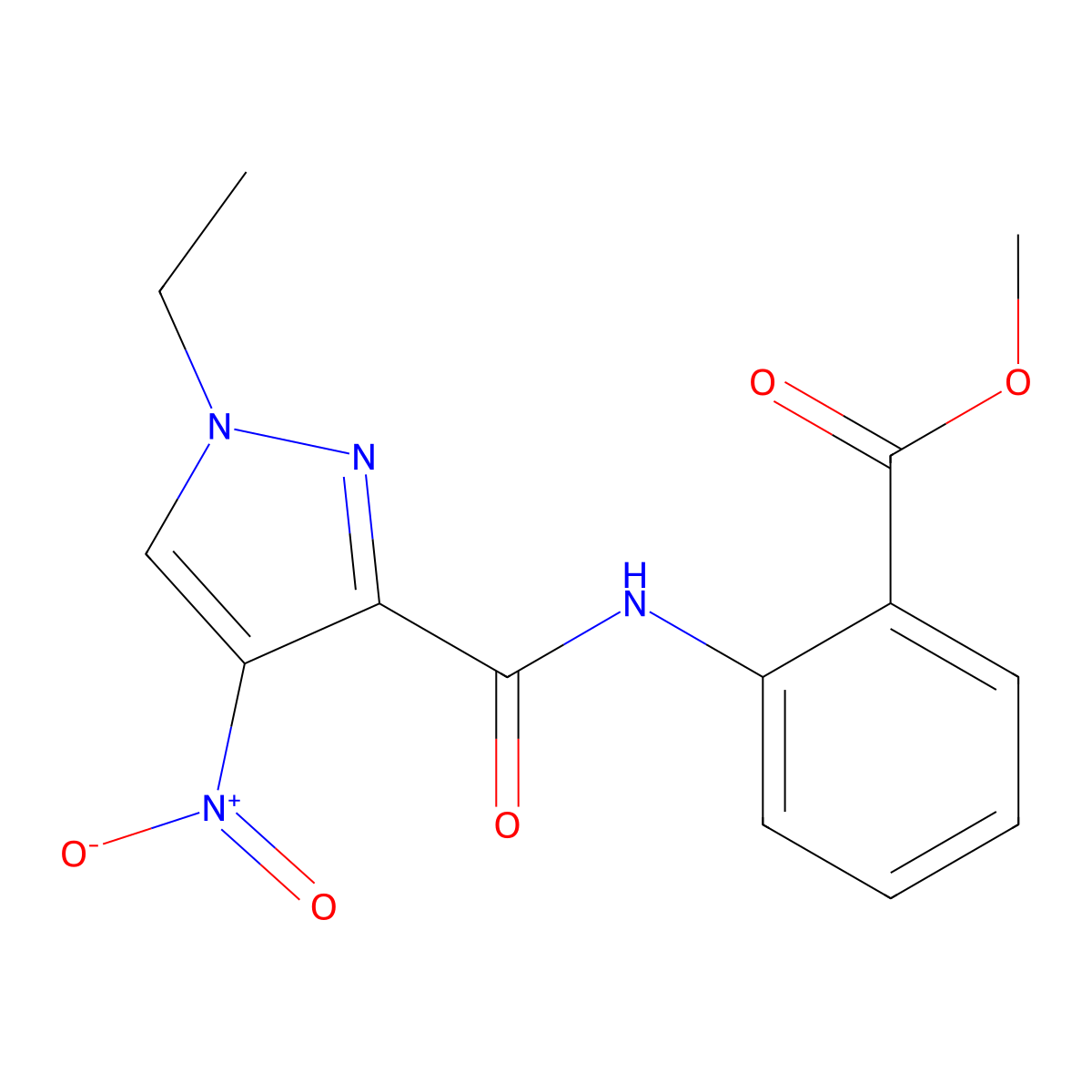 methyl 2-[({1-ethyl-4-nitro-1H-pyrazol-3-yl}carbonyl)amino]benzoate molecular structure, CAS 515121-13-8
