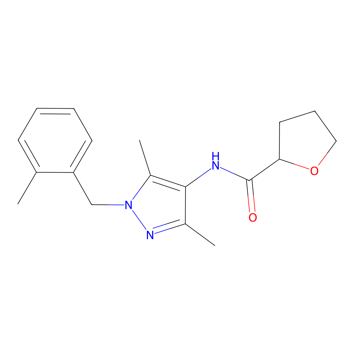 N-[3,5-dimethyl-1-[(2-methylphenyl)methyl]pyrazol-4-yl]oxolane-2-carboxamide molecular structure, CAS 515121-14-9