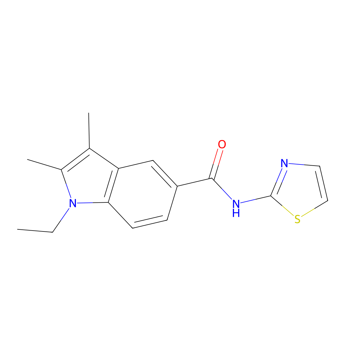 1-ethyl-2,3-dimethyl-N-(1,3-thiazol-2-yl)indole-5-carboxamide molecular structure, CAS 515121-52-5