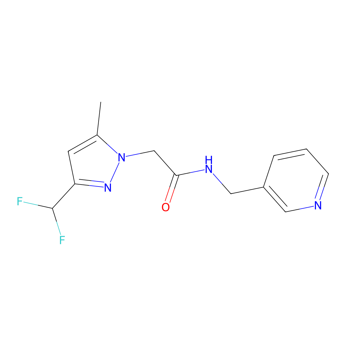 2-[3-(difluoromethyl)-5-methylpyrazol-1-yl]-N-(pyridin-3-ylmethyl)acetamide molecular structure, CAS 515121-53-6