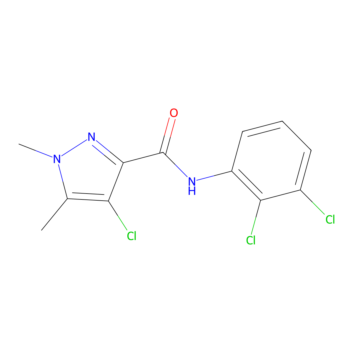 4-chloro-N-(2,3-dichlorophenyl)-1,5-dimethylpyrazole-3-carboxamide molecular structure, CAS 515121-57-0
