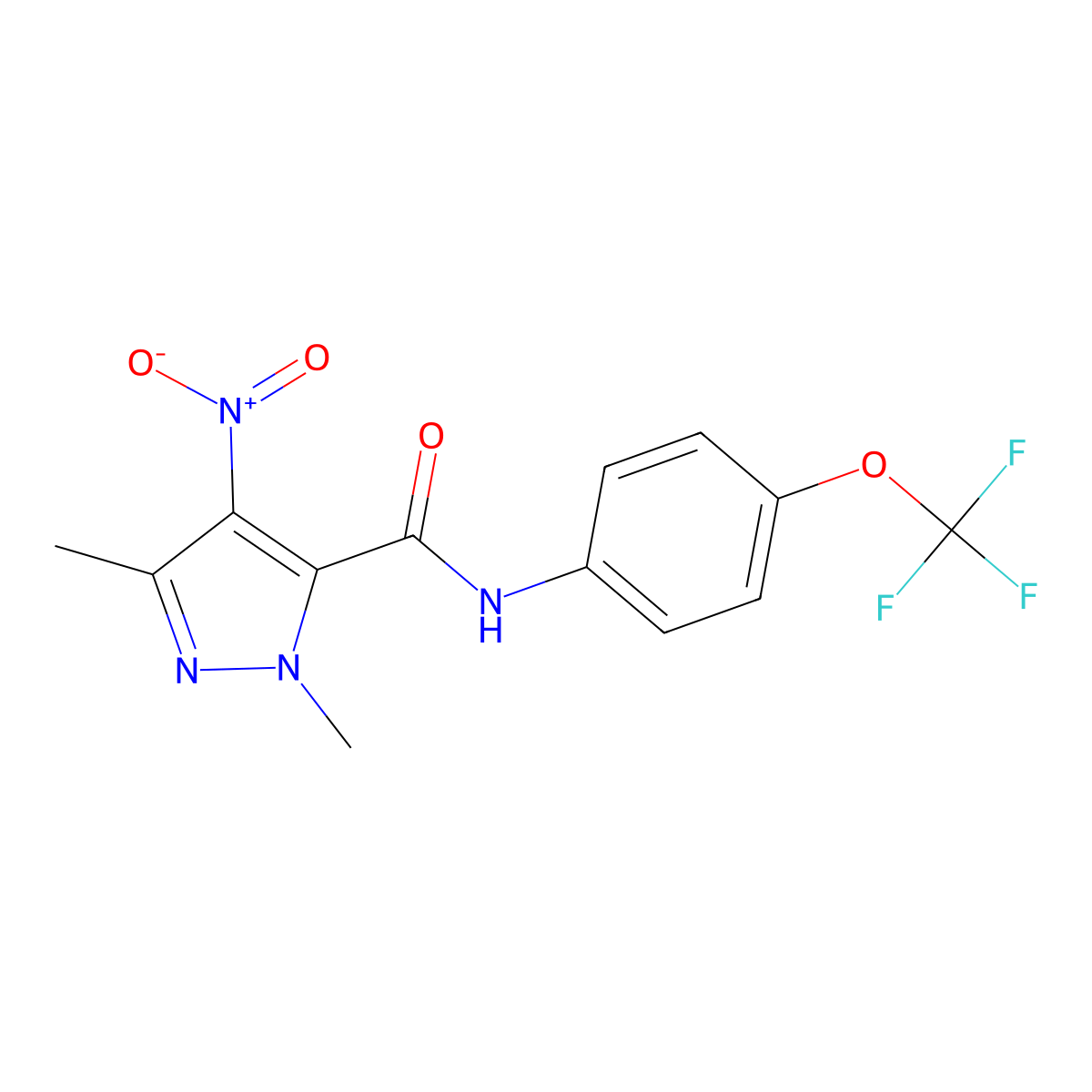 1,3-dimethyl-4-nitro-N-[4-(trifluoromethoxy)phenyl]-1H-pyrazole-5-carboxamide molecular structure, CAS 515121-60-5