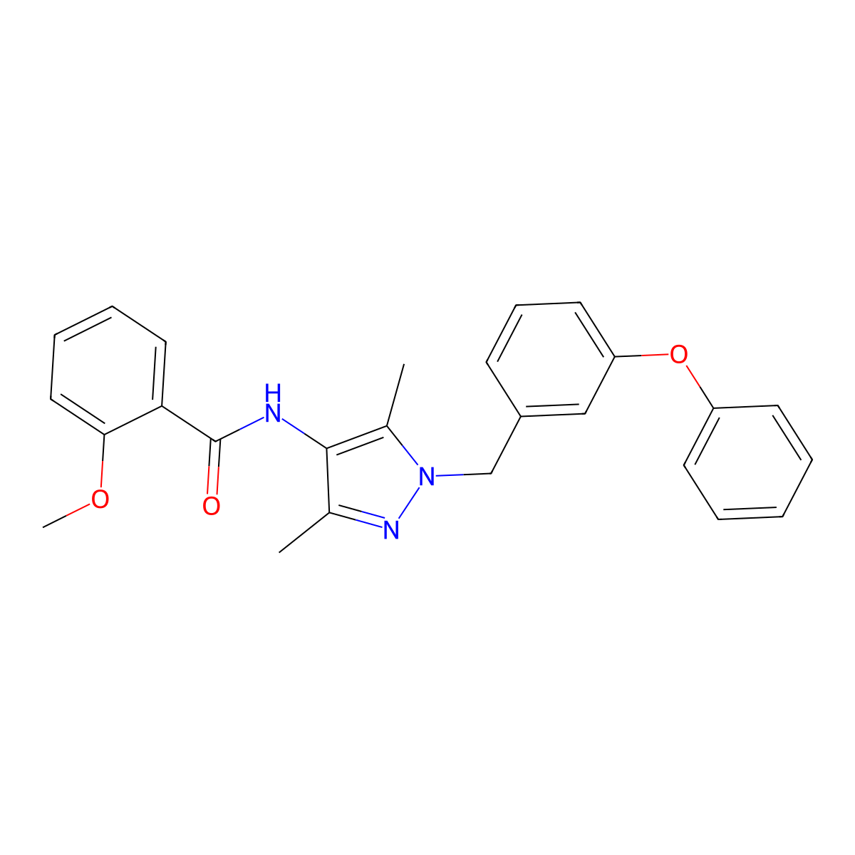N-[3,5-dimethyl-1-(3-phenoxybenzyl)-1H-pyrazol-4-yl]-2-methoxybenzamide molecular structure, CAS 515121-63-8