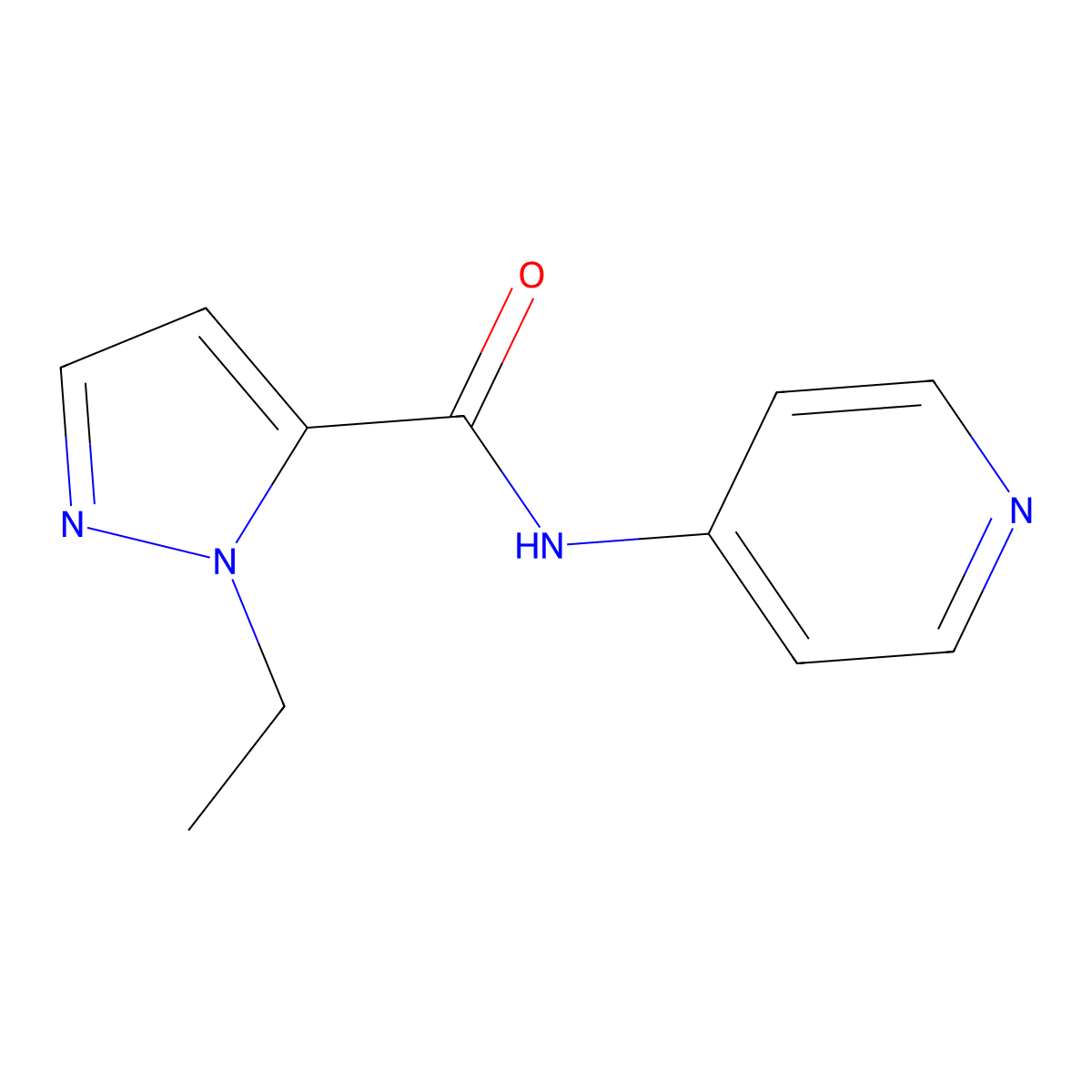 1-ethyl-N-(pyridin-4-yl)-1H-pyrazole-5-carboxamide molecular structure, CAS 515121-71-8