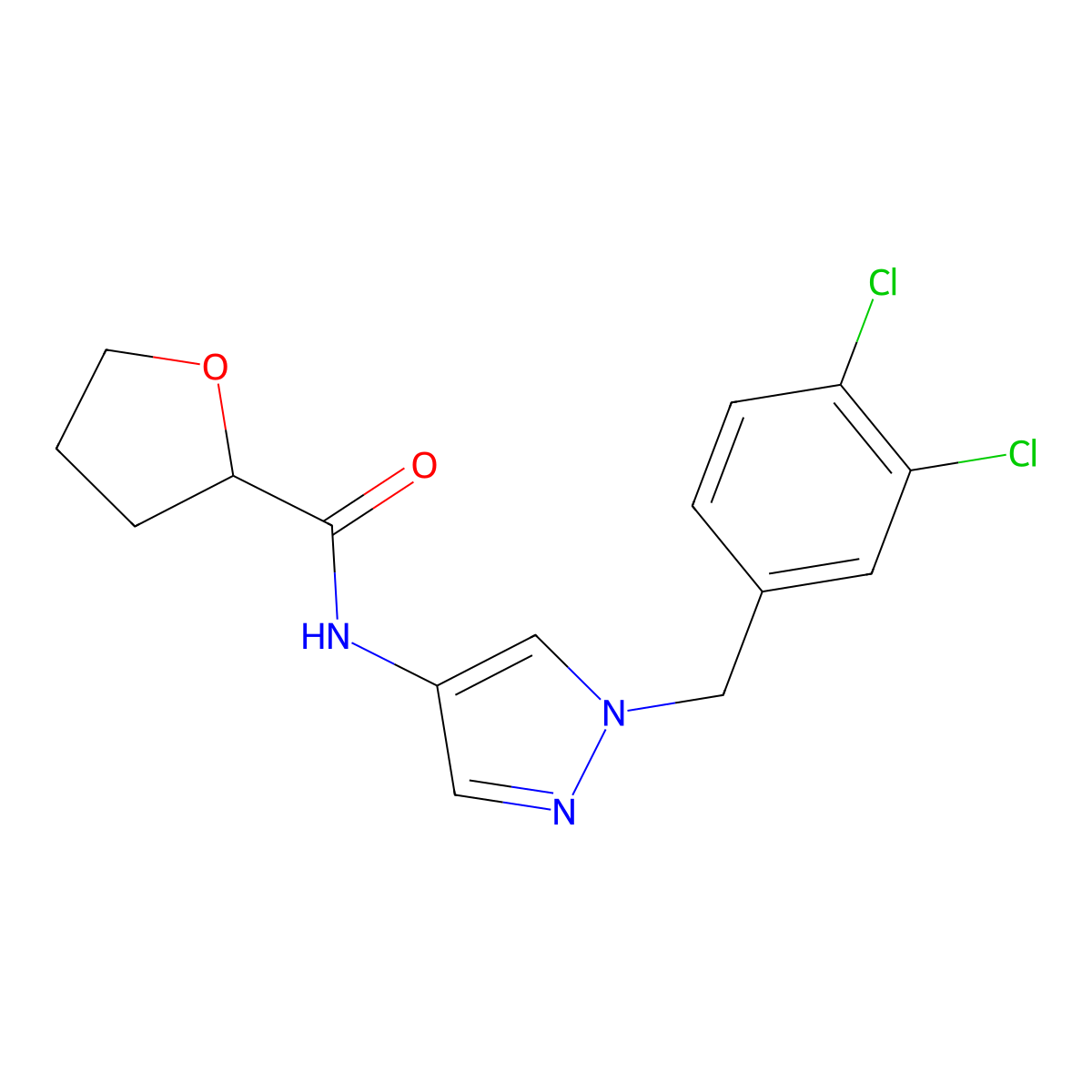 N-[1-[(3,4-dichlorophenyl)methyl]pyrazol-4-yl]oxolane-2-carboxamide molecular structure, CAS 515121-75-2