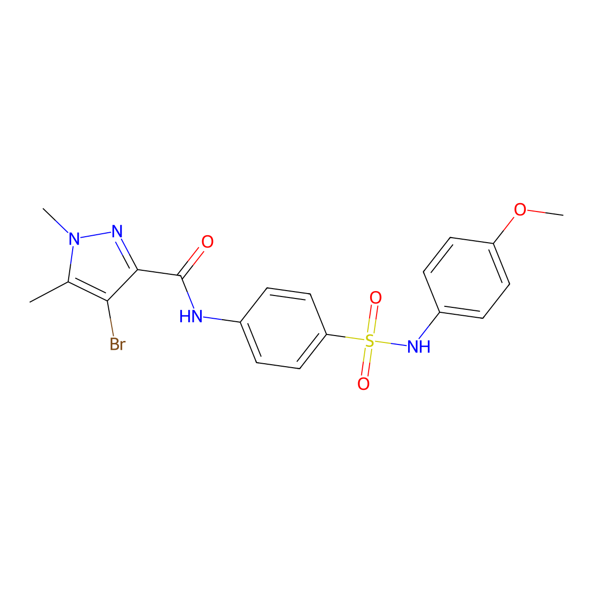 4-bromo-N-[4-[(4-methoxyphenyl)sulfamoyl]phenyl]-1,5-dimethylpyrazole-3-carboxamide molecular structure, CAS 515121-80-9