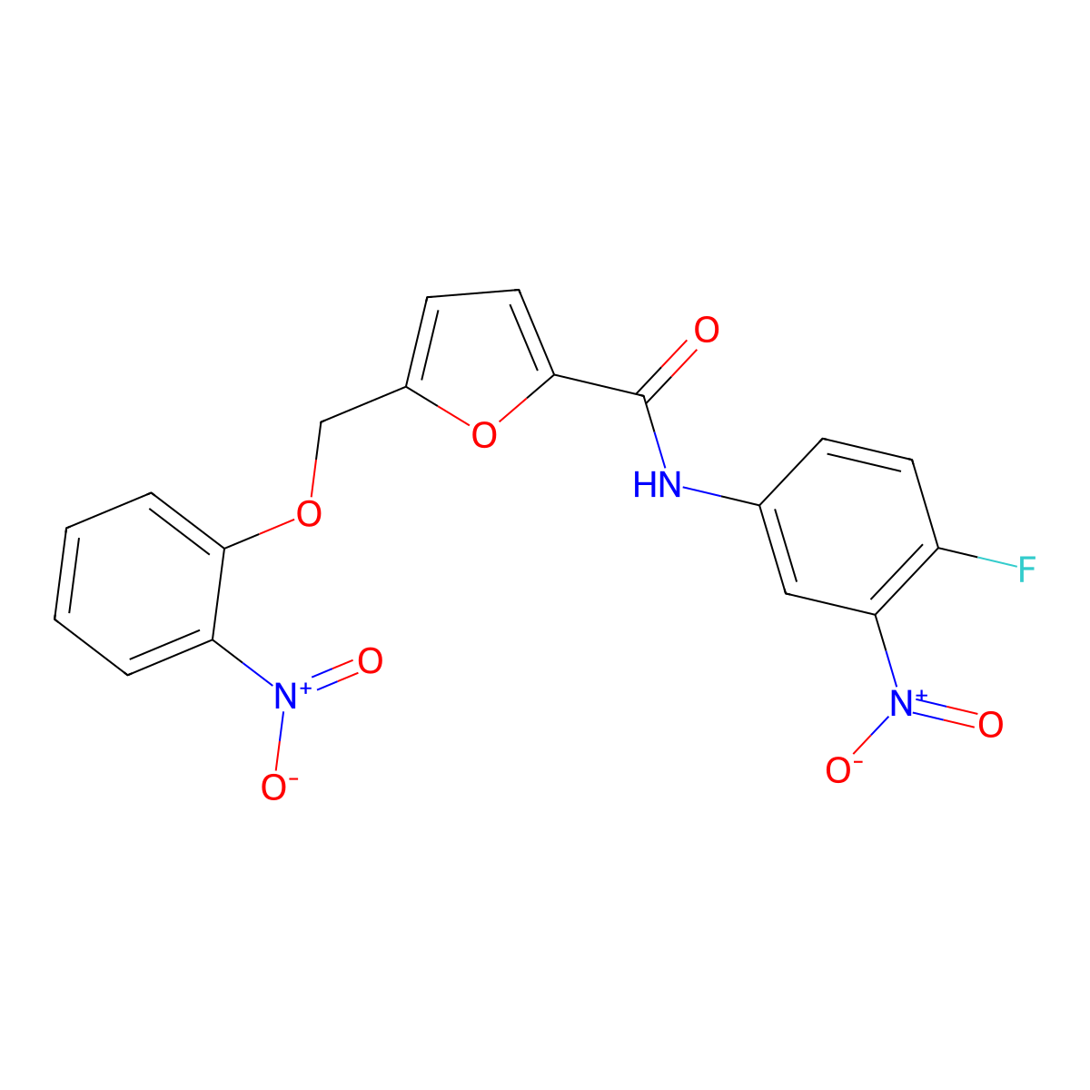 N-(4-fluoro-3-nitrophenyl)-5-[(2-nitrophenoxy)methyl]furan-2-carboxamide molecular structure, CAS 515121-94-5